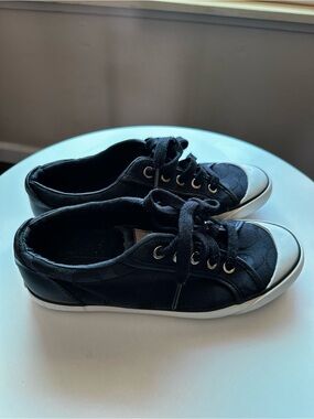 Coach Black Canvas Low-Top Sneakers with White Toe Caps